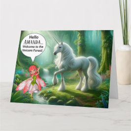 Tarjeta de cumpleaños de bosque de Unicorn