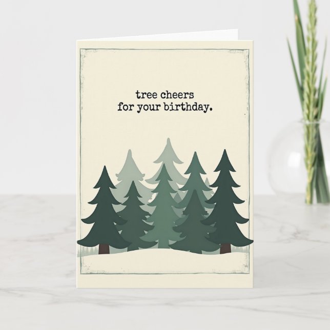 Tarjeta de cumpleaños de bosque estilizado (Anverso)