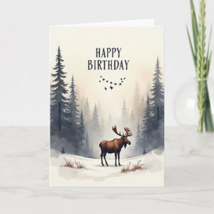 Tarjeta de cumpleaños de bosque invernal