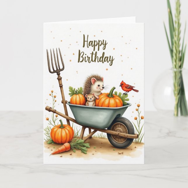 Tarjeta de cumpleaños de bosque otoñal (Anverso)