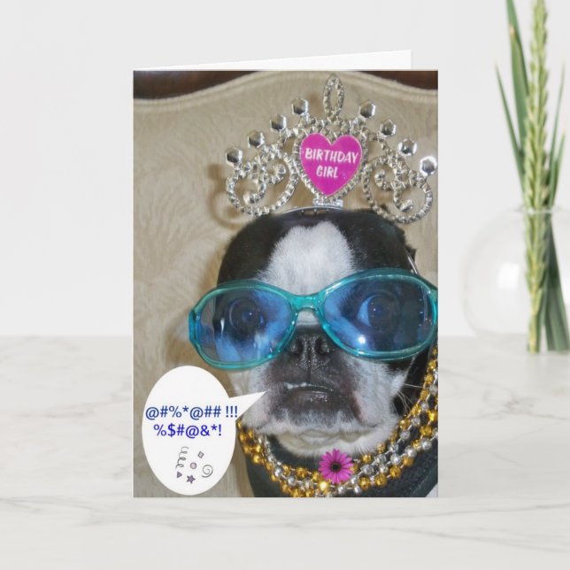 Tarjeta de cumpleaños de Boston Terrier (Anverso)