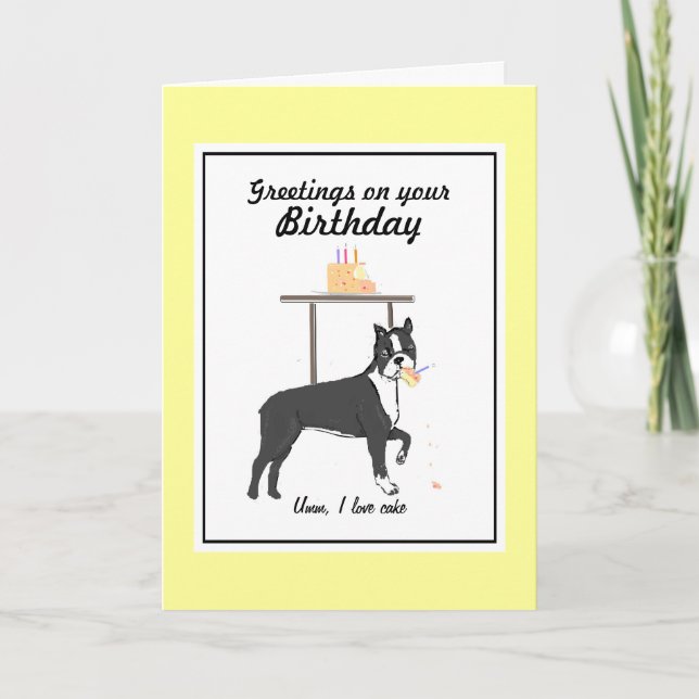 Tarjeta de cumpleaños de Boston Terrier (Anverso)