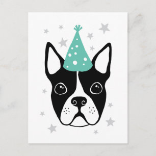 Tarjeta de cumpleaños de Boston terrier con sombre