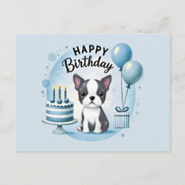 Tarjeta de cumpleaños de Boston Terrier linda