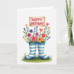 Tarjeta de cumpleaños de botas caprichosas