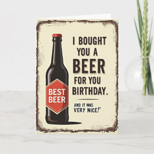 Tarjeta de cumpleaños de botella vintage