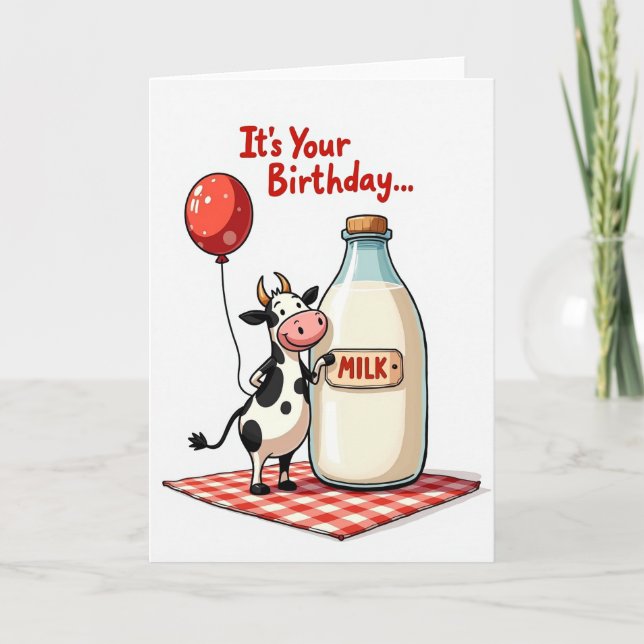 Tarjeta de cumpleaños de bovino sonriente (Anverso)