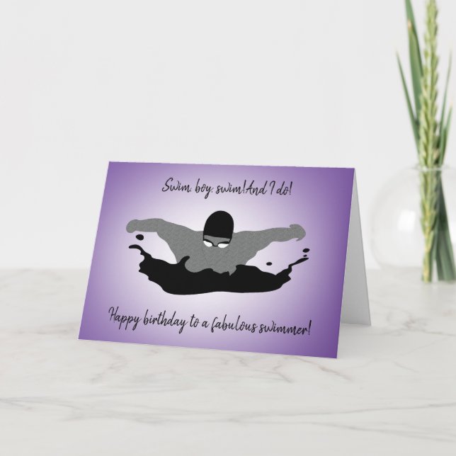 Tarjeta de cumpleaños de Boy Swimmer (Anverso)