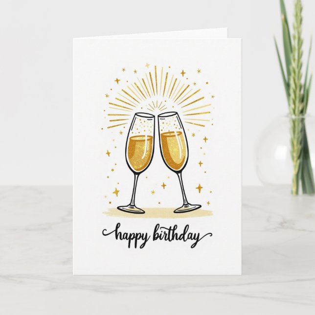Tarjeta de cumpleaños de brindis de celebración (Anverso)