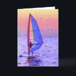 Tarjeta de cumpleaños de Brother<br><div class="desc">Sailboard con la vela coloful en el agua azul brillante con la lectura de la puesta del sol y del texto,  "feliz cumpleaños a mi hermano!"  El texto interior se apunta para la relación del hermano.</div>