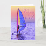 Tarjeta de cumpleaños de Brother<br><div class="desc">Sailboard con la vela coloful en el agua azul brillante con la lectura de la puesta del sol y del texto,  "feliz cumpleaños a mi hermano!"  El texto interior se apunta para la relación del hermano.</div>