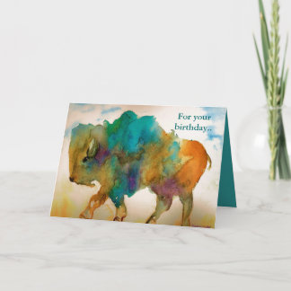 Tarjeta de cumpleaños de búfalo abstracta