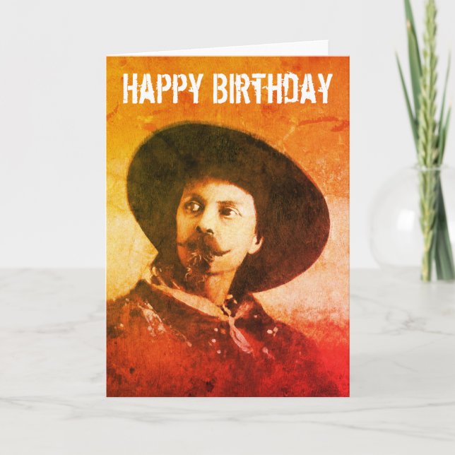 Tarjeta de cumpleaños de Buffalo Bill del vintage (Anverso)