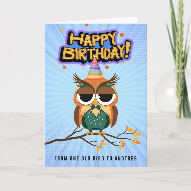 Tarjeta de cumpleaños de búho colorida (Anverso)