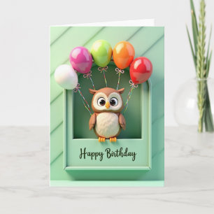 Tarjeta de cumpleaños de búho de arte dulce