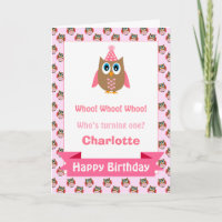 Tarjeta de cumpleaños de búho personalizada para c