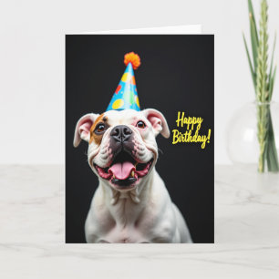 Tarjeta de cumpleaños de bulldog alegre