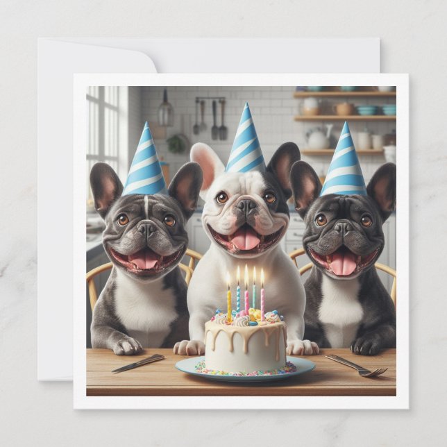 Tarjeta de cumpleaños de bulldog francés, bulldog  (Anverso)