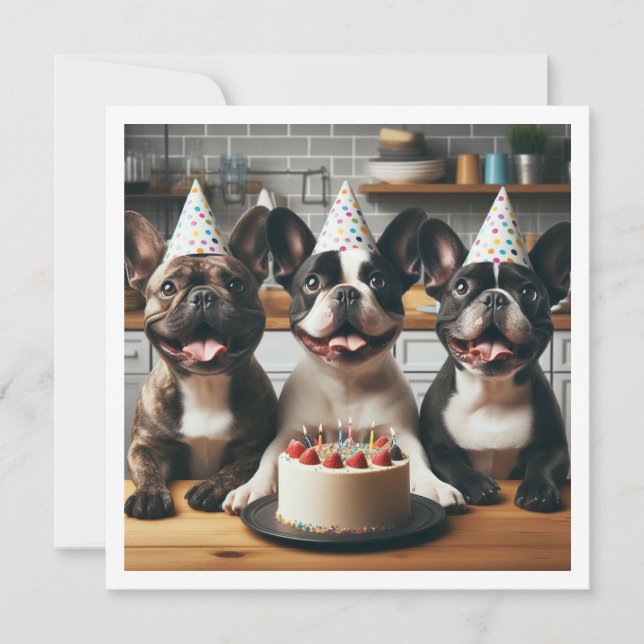 Tarjeta de cumpleaños de bulldog francés, bulldog  (Anverso)
