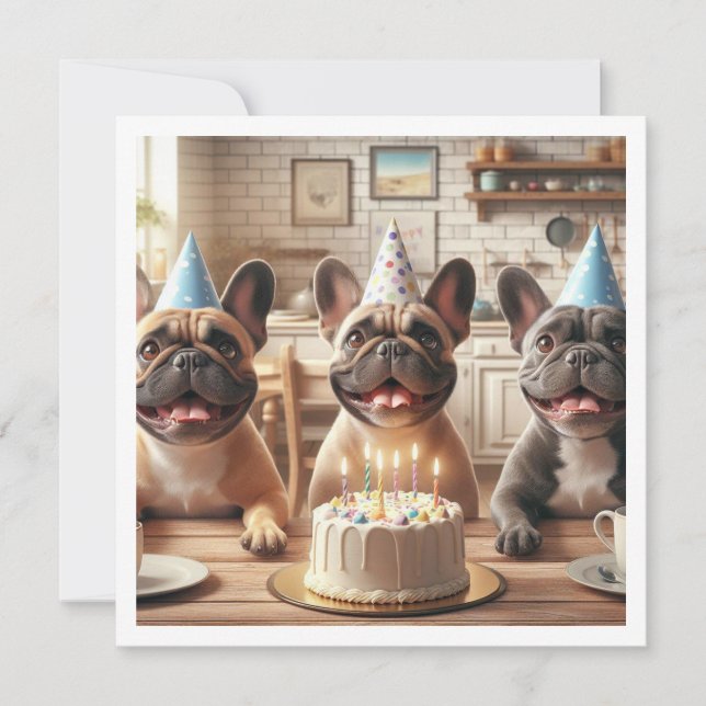 Tarjeta de cumpleaños de bulldog francés, bulldog  (Anverso)