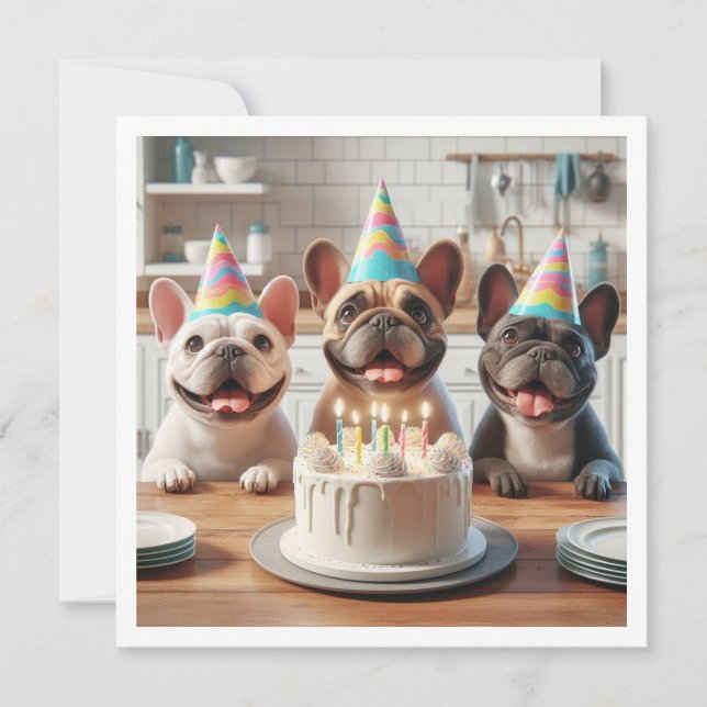 Tarjeta de cumpleaños de bulldog francés, bulldog  (Anverso)