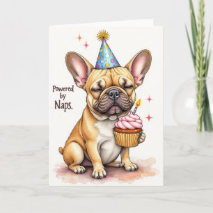 Tarjeta de cumpleaños de Bulldog Francés "Funciona