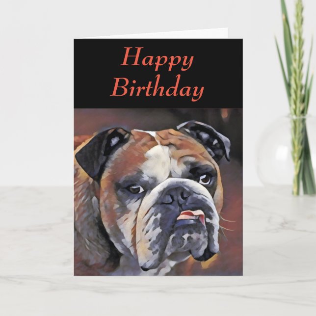 Tarjeta de cumpleaños de Bulldog inglés personaliz (Anverso)