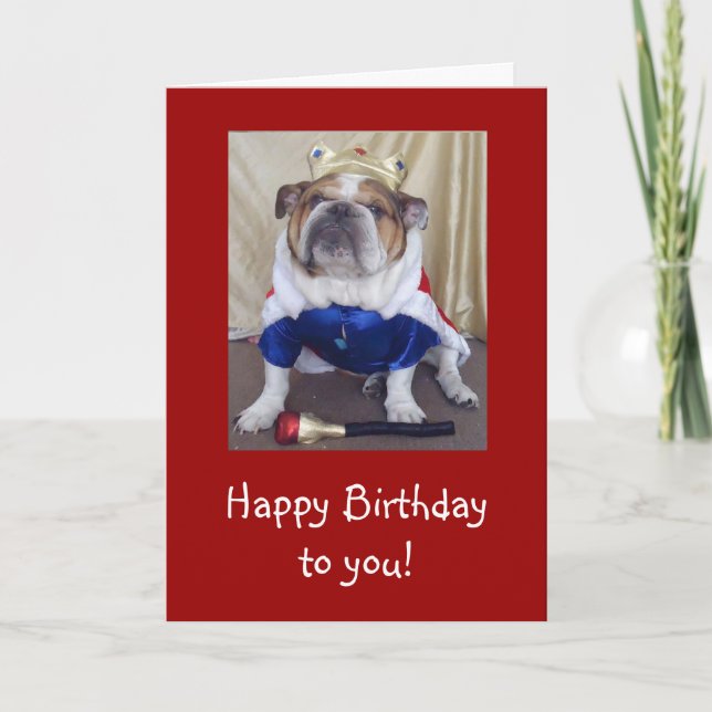 Tarjeta de cumpleaños de Bulldog inglés, regalía (Anverso)