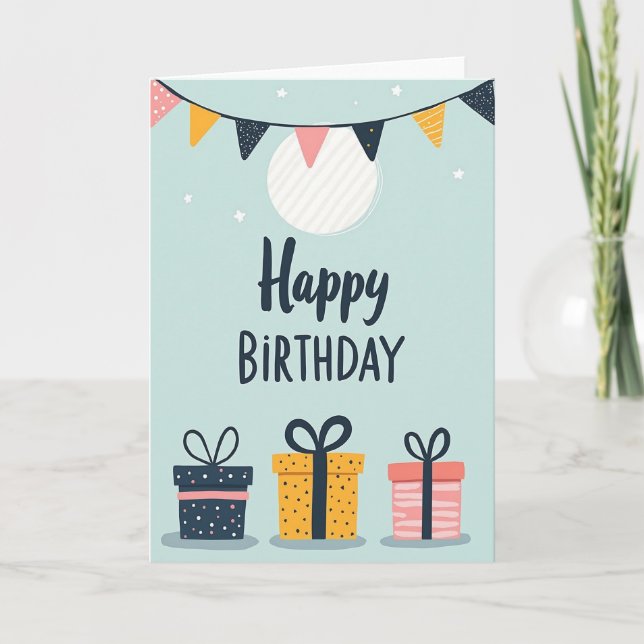 Tarjeta de cumpleaños de Bunting alegre (Anverso)