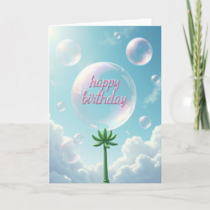 Tarjeta de cumpleaños de burbuja iridiscente