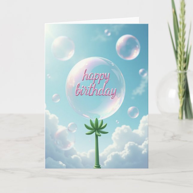 Tarjeta de cumpleaños de burbuja iridiscente (Anverso)