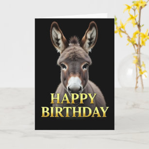 TARJETA DE CUMPLEAÑOS DE BURRO EN PRIMER PLANO NEG