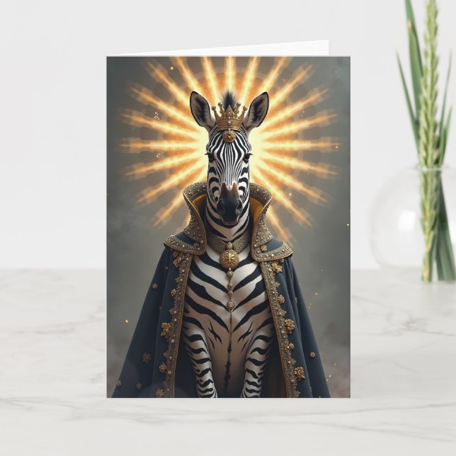 Tarjeta de cumpleaños de caballo a rayas regia (Anverso)