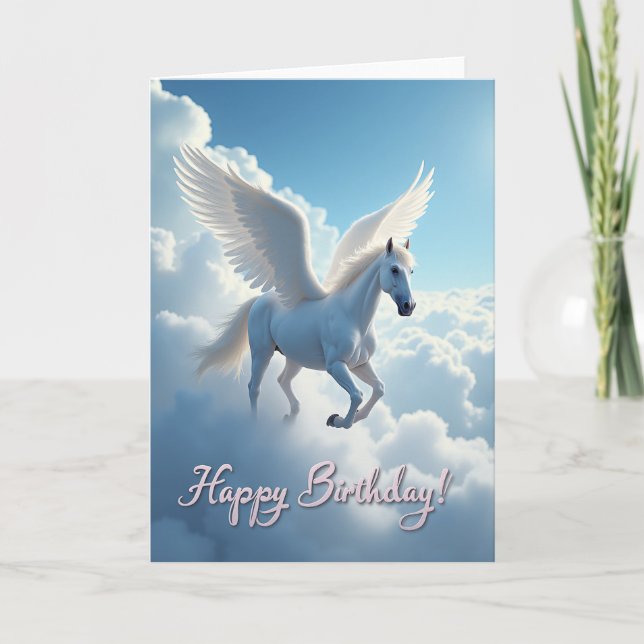 Tarjeta de cumpleaños de caballo alado (Anverso)