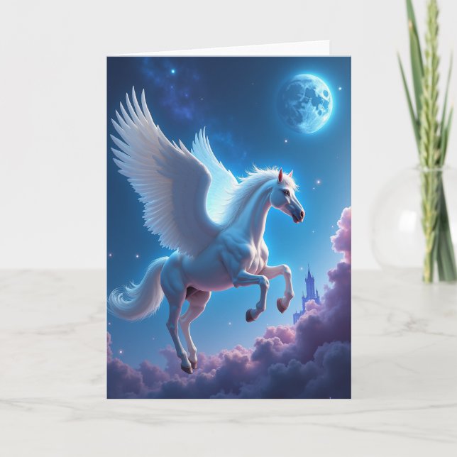 Tarjeta de cumpleaños de caballo alado (Anverso)