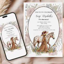 Tarjeta de cumpleaños de caballo Appaloosa floral 