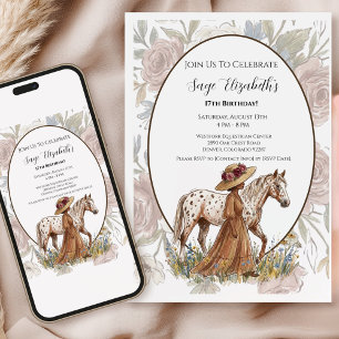 Tarjeta de cumpleaños de caballo Appaloosa floral 