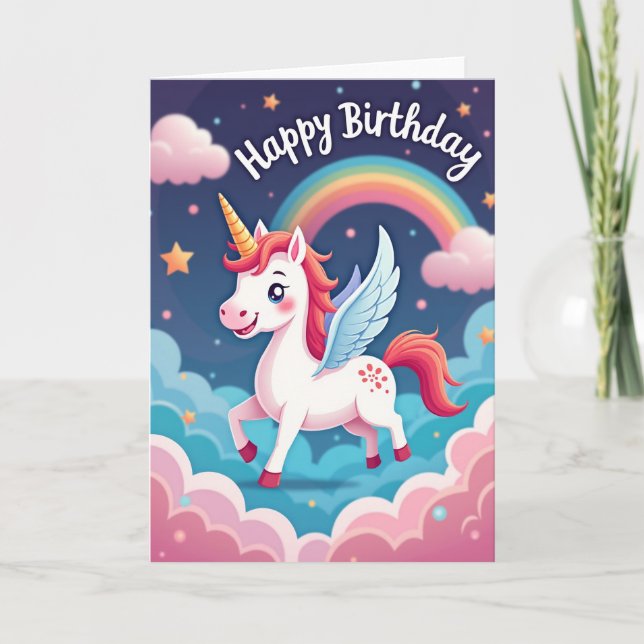 Tarjeta de cumpleaños de caballo caprichosa (Anverso)