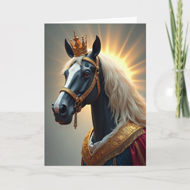 Tarjeta de cumpleaños de caballo coronado (Anverso)