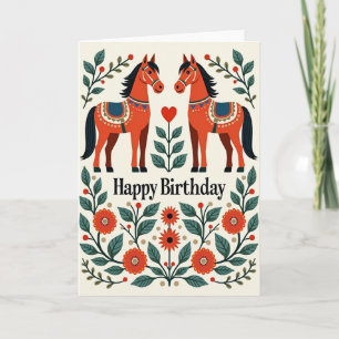 Tarjeta de cumpleaños de caballo de arte dulce
