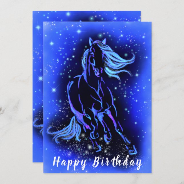 Tarjeta de cumpleaños de caballo en ejecución (Anverso / Reverso)
