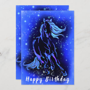 Tarjeta de cumpleaños de caballo en ejecución