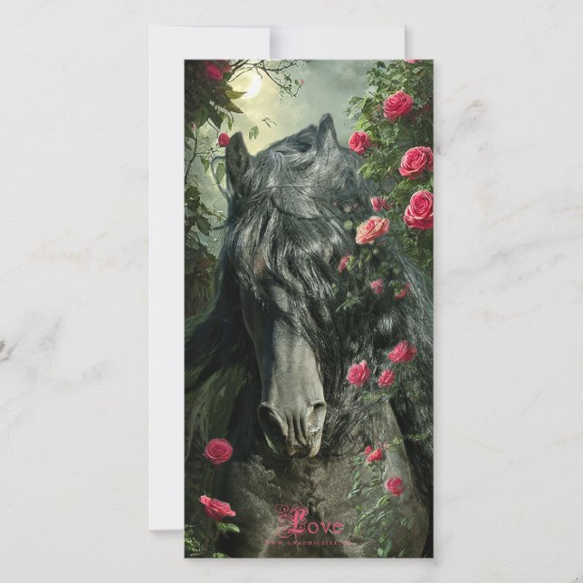 Tarjeta de Cumpleaños de Caballo Frisón Black Beau (Anverso)