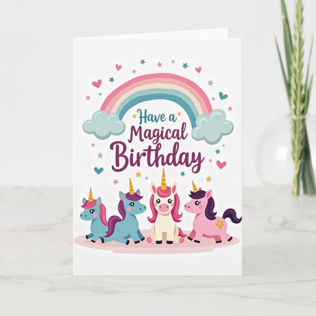 Tarjeta de cumpleaños de caballo mágico (Anverso)