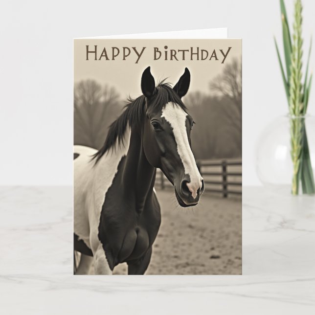 Tarjeta de cumpleaños de caballo noble (Anverso)