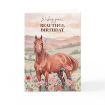 Tarjeta de cumpleaños de caballo para mujeres