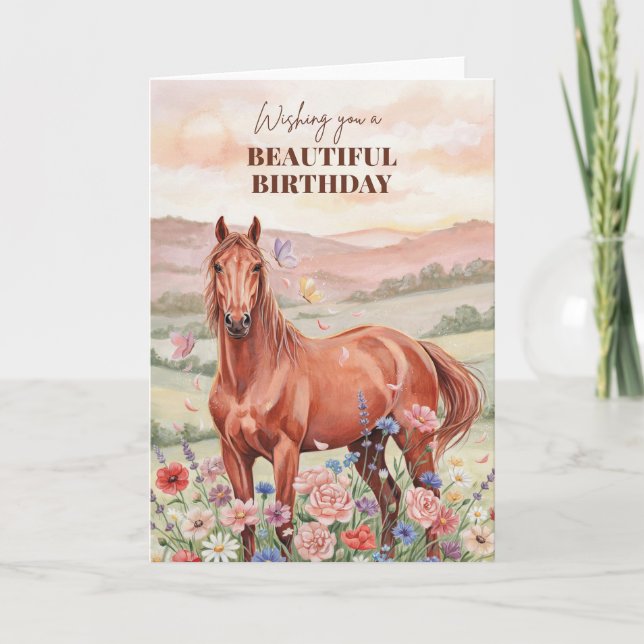 Tarjeta de cumpleaños de caballo para mujeres (Anverso)