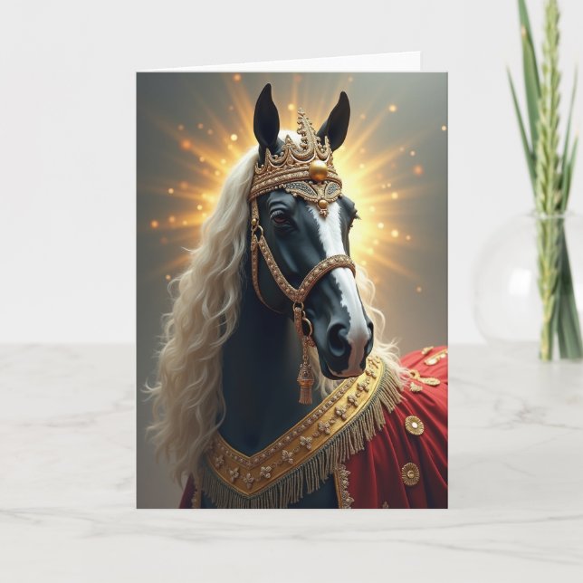 Tarjeta de cumpleaños de caballo regio (Anverso)