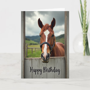 Tarjeta de cumpleaños de caballo rústico