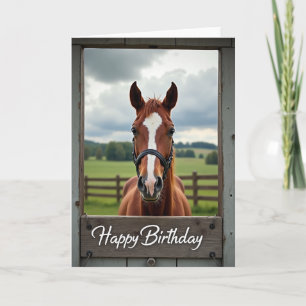Tarjeta de cumpleaños de caballo rústico